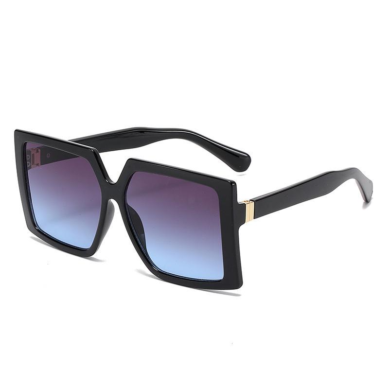 2024 Fashion Large Frame Square Sunglasses with Metal Accents - European & American Trend
