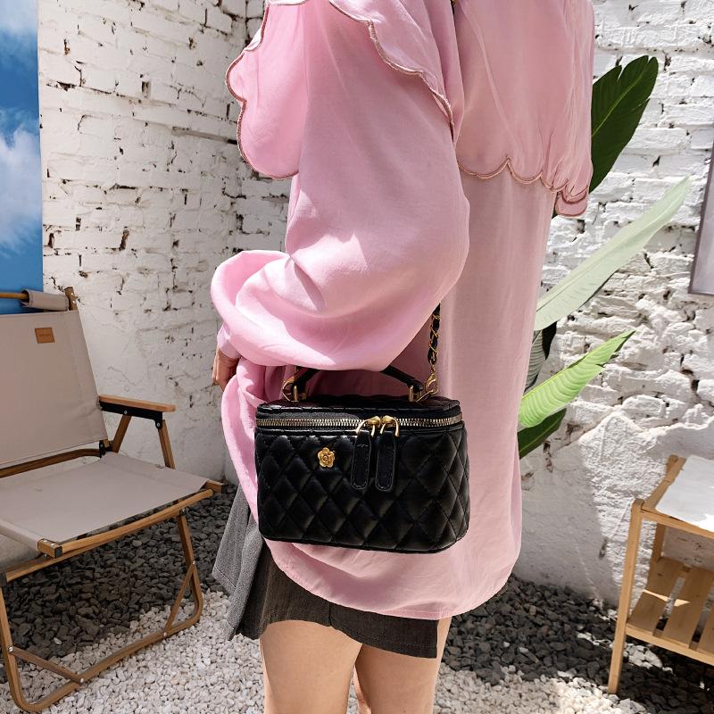 Small square bag, box bag, camellia rhombus chain, autumn new bag, women's shoulder messenger bag, handbag.