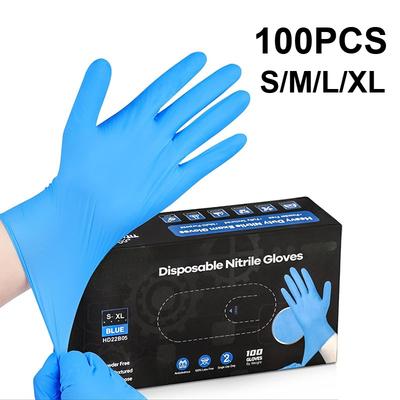 100PCS Blue Nitrile Gloves Disposable Cleaning Gloves for Kitchen Dishwashing Waterproof Latex Free Powder Free Work Glove