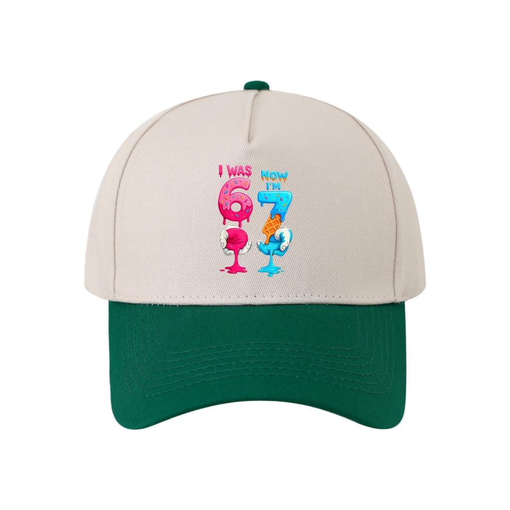 Retro Color Blocked Baseball Cap,Unisex 67 Six Seven   Breathable and Versatile Sun Shading Duckbill Cap