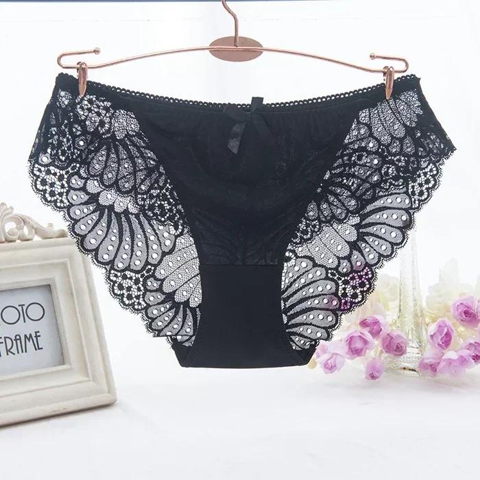 Hot Fashion Women Underwear Sexy Lace Transparent Low Waist Hollow T Back Panties Lady Briefs Big Size M-3XL Panties