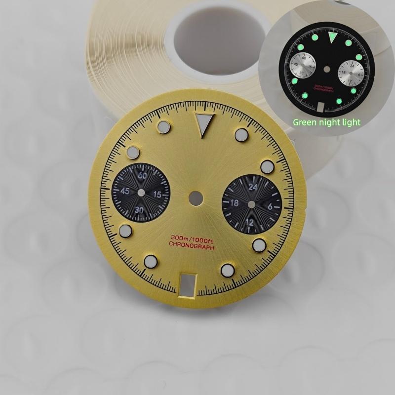 Green Luminous Dial 29.5mm Watch Dial For VK64 Movement Repair Part Alloy Watch Dial Repair Tool Parts Replacement Luminous Dial NO LOGO