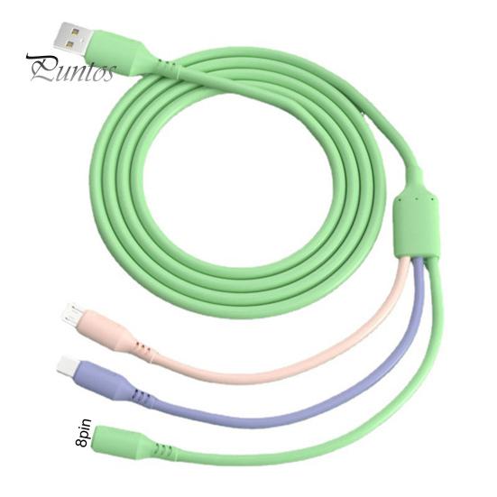 

Кабель для передачи данных 3-в-1, универсальный, 1,2 м, 8-контактный шнур Micro USB для быстрой зарядки типа C для iPhone зелёный