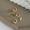 TEMU explosive geometric ear buckle gold enamel square earrings simple and fashionable commuter earrings set