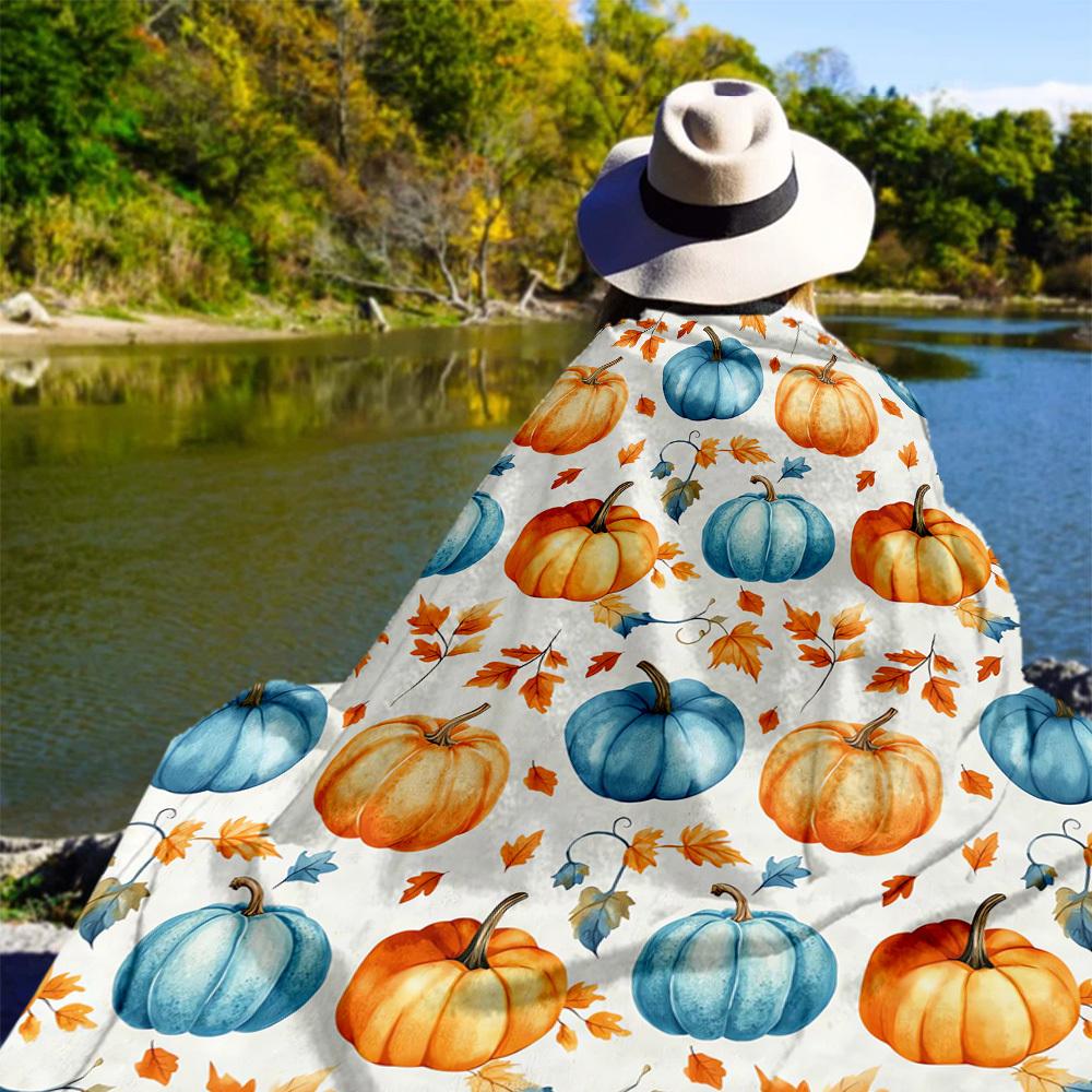 Pumpkin Leaf Outdoor Flannel Blankets, Outdoor travel, Home Blankets, Fan Gifts,Suitable for All Seasons, Christmas Gifts. R1127058