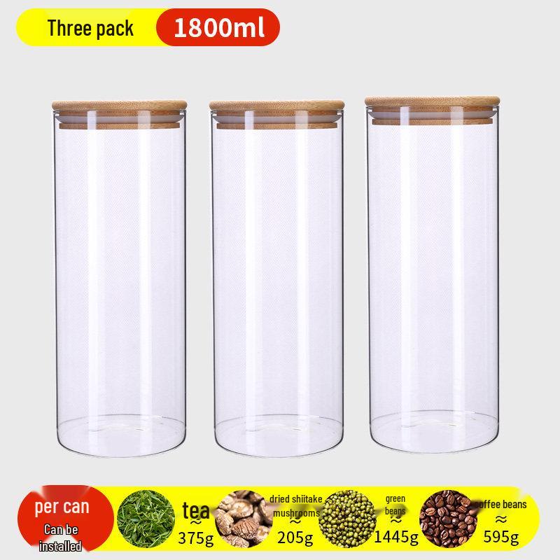 Food-Grade Borosilicate Glass Tea Canister for Coffee, Flower Tea, and Powder - Moisture-Proof Storage Jar