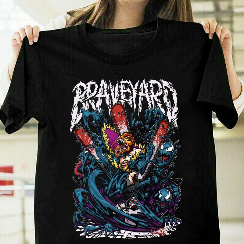 Anime Short-sleeved T-shirt Men's and Women's Printing Summer Trend Chainsaw Man Casual Loose Men's and Women's Pure Cotton Top