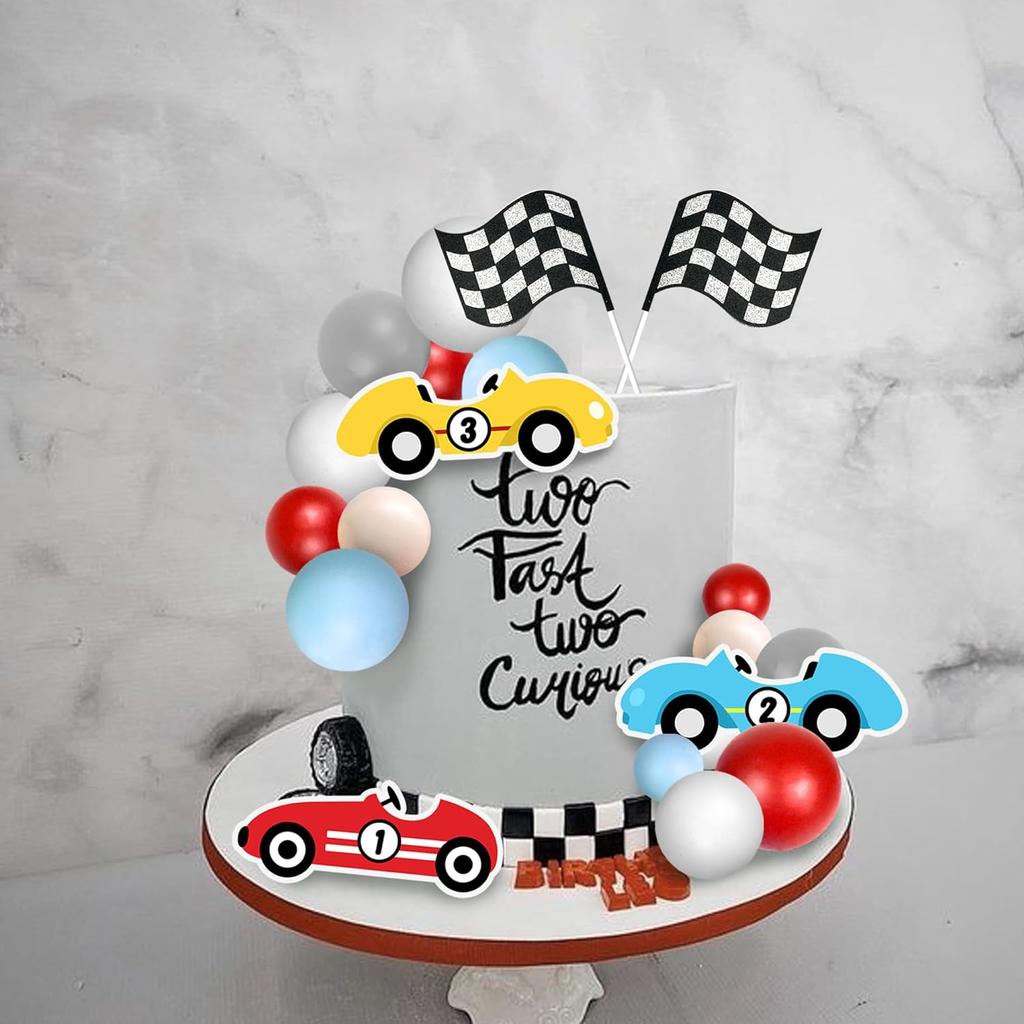 Racing Cake Toppers Race Car Birthday Cake Decorations for Racing Car Checkered Flag Birthday Anniversary Party Decorations