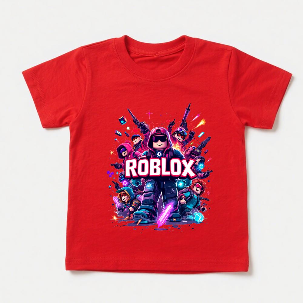 Roblox Game Print Kids Cotton Tshirt for Boys Girls Short Sleeve Tops Childrens Graphic Tee Casual Playwear