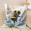 Bee and flowers Cushion Cover Soft Plush Fabric DoubleSided Printed Sofa Cushion Cover for All Seasons Home Decor Gift