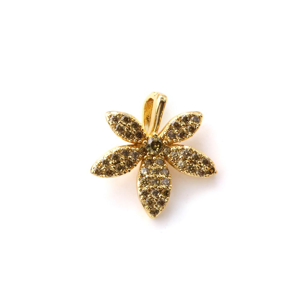 1 Piece Brass & Cubic Zirconia Pendants Multicolor Flower Leaf Micro Pave Charms For DIY Necklace Earring Jewelry Making Finding
