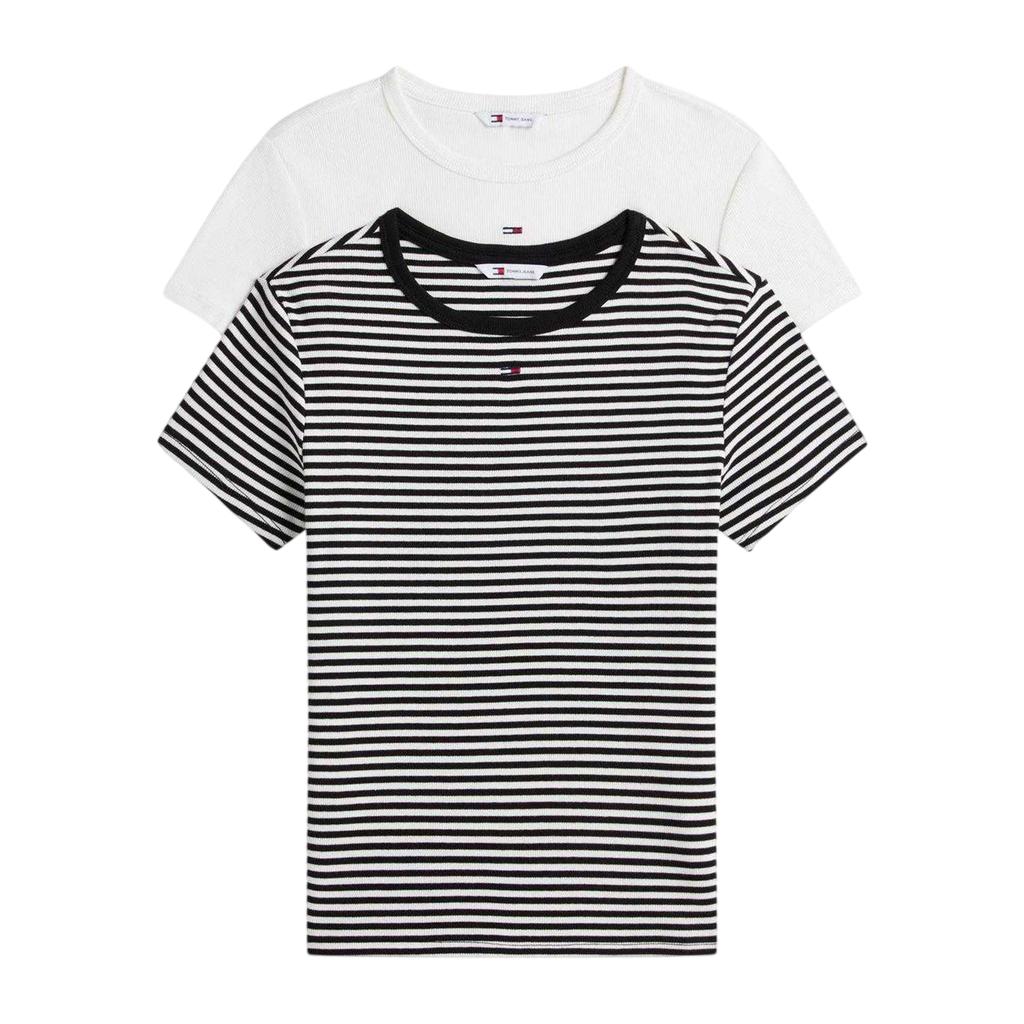 Tommy Jeans Womens/Ladies Essentials Embroidered Logo T-Shirt (Pack of 2)