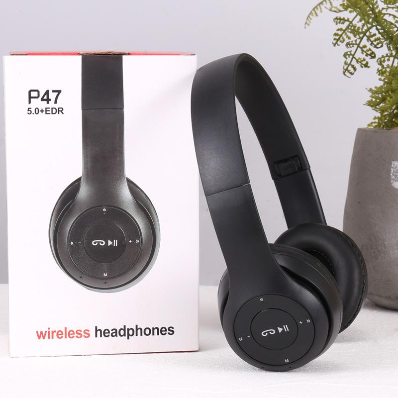 Wireless Bluetooth Headphones Head Mounted P47 Foldable Bass Sport Earphones Universal for Mobile Computer PC Gaming Running Gym