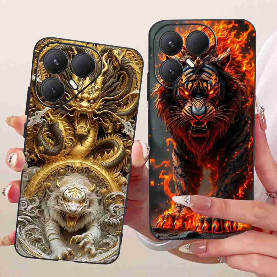 For Tecno Pova 7 Ultra 5G LJ9 Case Cartoon Cat Tiger Silicone TPU Black Cover For Tecno Pova 7Ultra 5G 6.67" Phone Cases Fundas