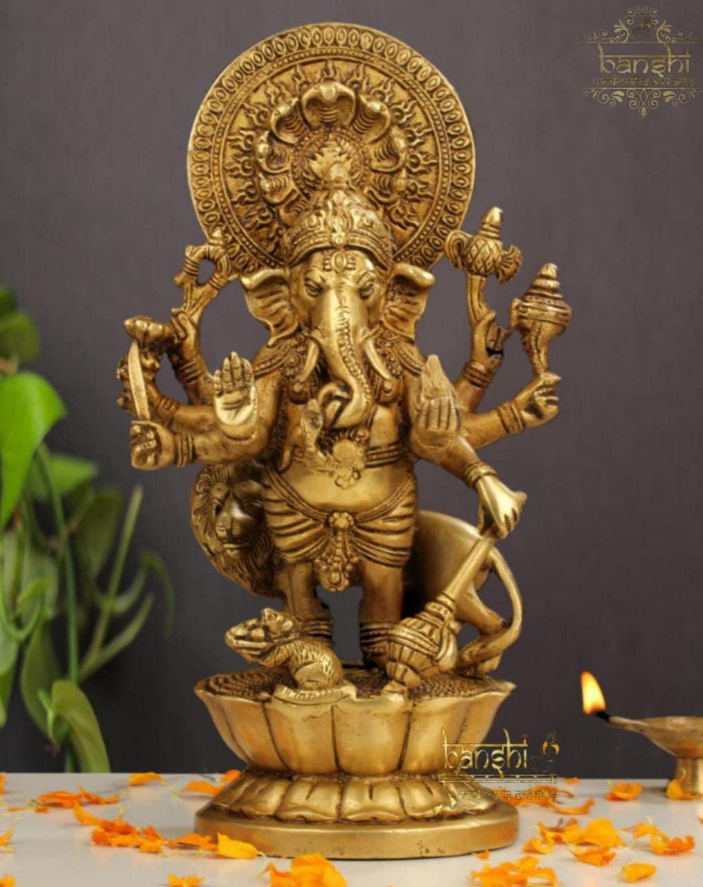 Статуэтка Лорда Ганеши, Ганеша от сглаза, Ганапати со львом, Статуэтка бога-слона