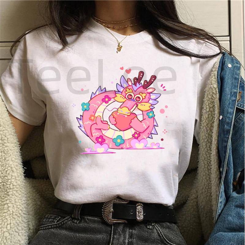 Fashion Unisex Dragon Tshirts Print Funny Cute Cartoon Unisexs Clothing Female Graphic Black T Shirt Casual Summer Tee Shirt