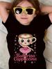 2026 New Style Ballet Dancer Cappuccino Girl Print Summer Fashion Short Sleeve Cute Children's Short T-Shirt