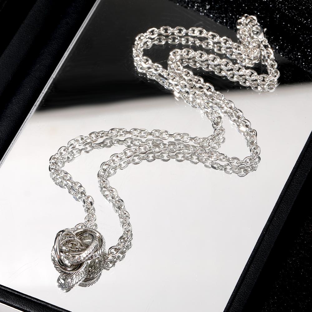 Woman Noble Multi-Layered Ursus Ring Necklace Elegant Necklace Fashion Silver Charm Orb Pendant Engraved Hollow Out Chain Dinner Dress Accessories