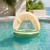 Inel gonflabil pentru bebeluși cu copertină, Inel plutitor gonflabil cu dungi pentru copii mici băieți fete, Inel pentru piscină cu protecție UV împotriva soarelui cu scaun de siguranță, Mânere