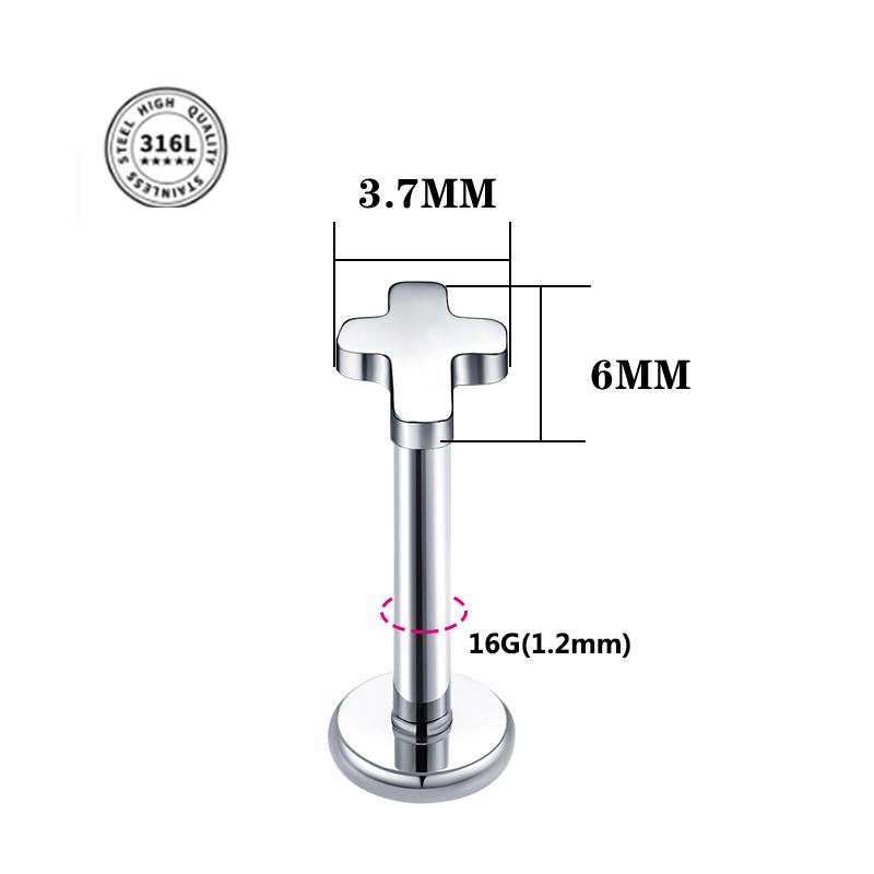VOJO 16G Flat Back Tiny Stud Earrings Internally Threaded Tragus Helix Cartilage Piercing Zircon for Women