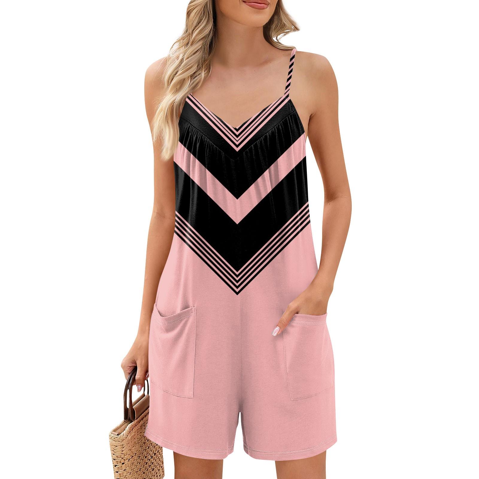 

Женские летние шорты-комбинезоны, модные повседневные комбинезоны без рукавов с принтом, шорты-комбинезоны с карманами S чёрный