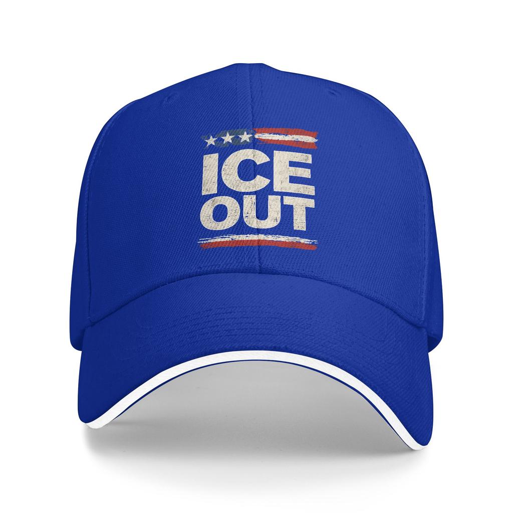 Ice Out Flag US Baseball Cap  y2k Cute Female Male Hip Hop Hats Sun Visor Custom DIY Outdoor Gym Baseball Caps Gift