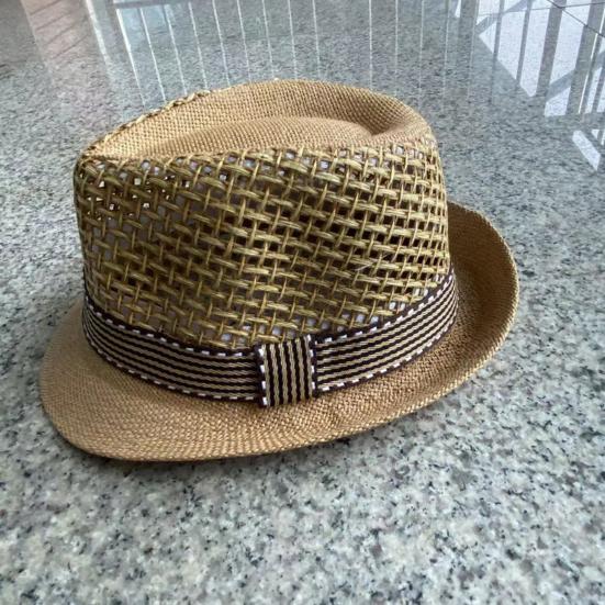 Męski kapelusz jazzowy Hollow Out Oddychająca ochrona przed słońcem Anty-UV Vintage Kontrastowy kolor Składany zwinięty