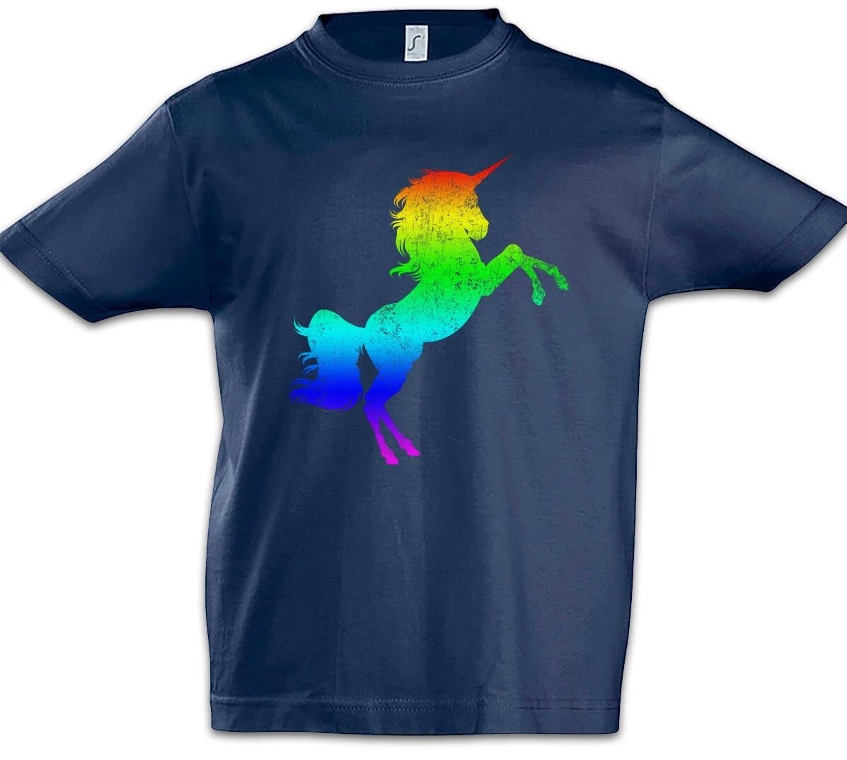 Rainbow Unicorn Boys kids boys T-Shirt Toon Fun Techno Raver Dance Rainbow Unicorn 130