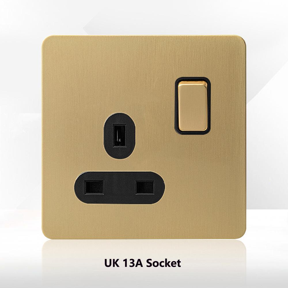 LangYeao Stainless Steel Wall Switch Socket UK Standard,1/2/3/4 Gang 1/2 Way Toggle Light Switch EU Sockets for Homes Hotels