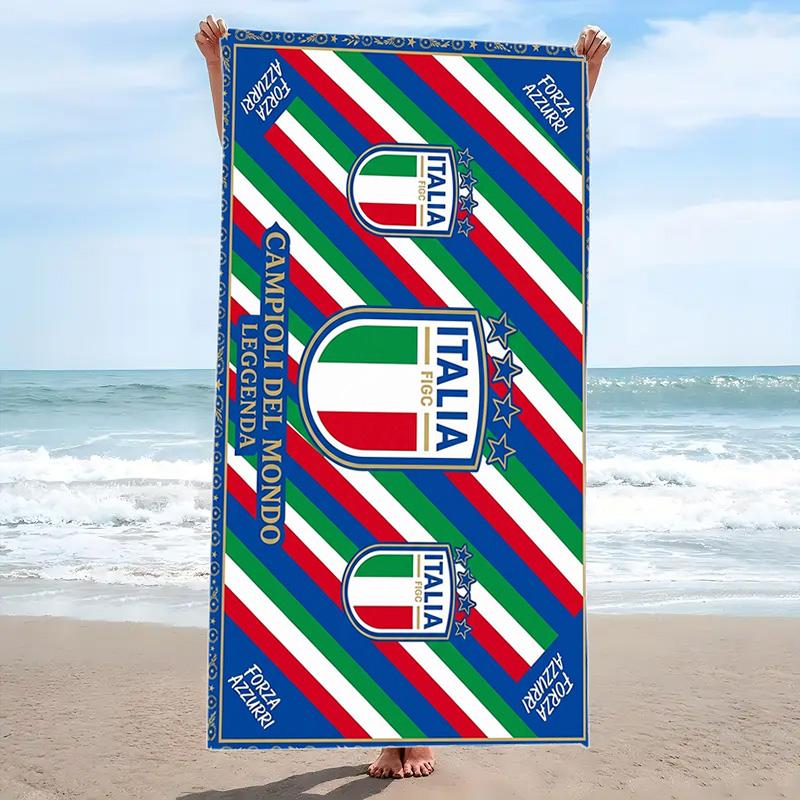 Italy National Football Print Beach Towel, Large Soft Quick Dry Towel for Beach Camping Swimming