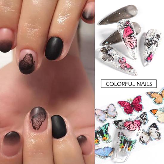 Design 20Pcs Butterfly Nail Art Sticker Starry Sky Transfer Decal Manicure Decor