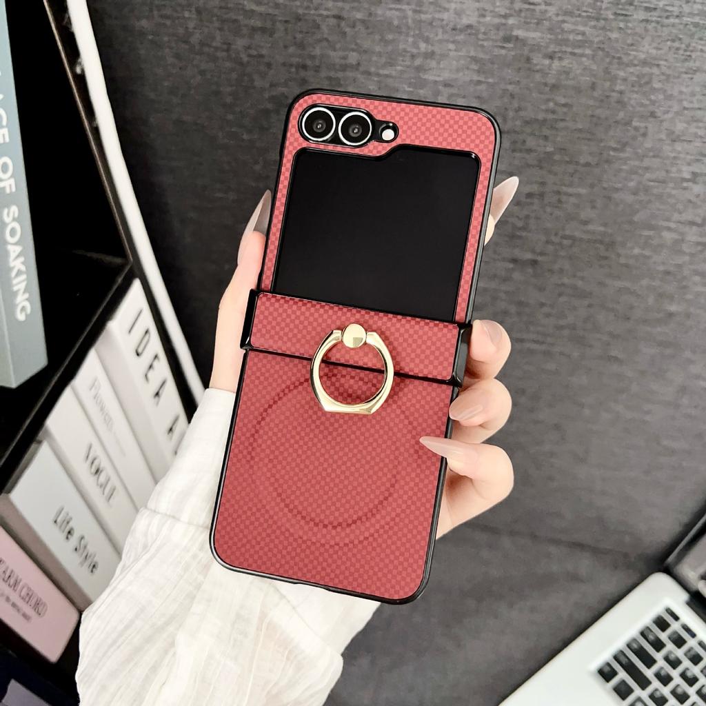 Wireless charging magnetic checkerboard zflip1 folding mobile phone zflip1/1/1/1 leather anti-drop belt ring