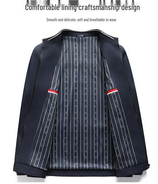 Men's Stand Collar Jacket - Versatile Spring/Autumn Business Casual Dad's Shirt for Middle-Aged Men