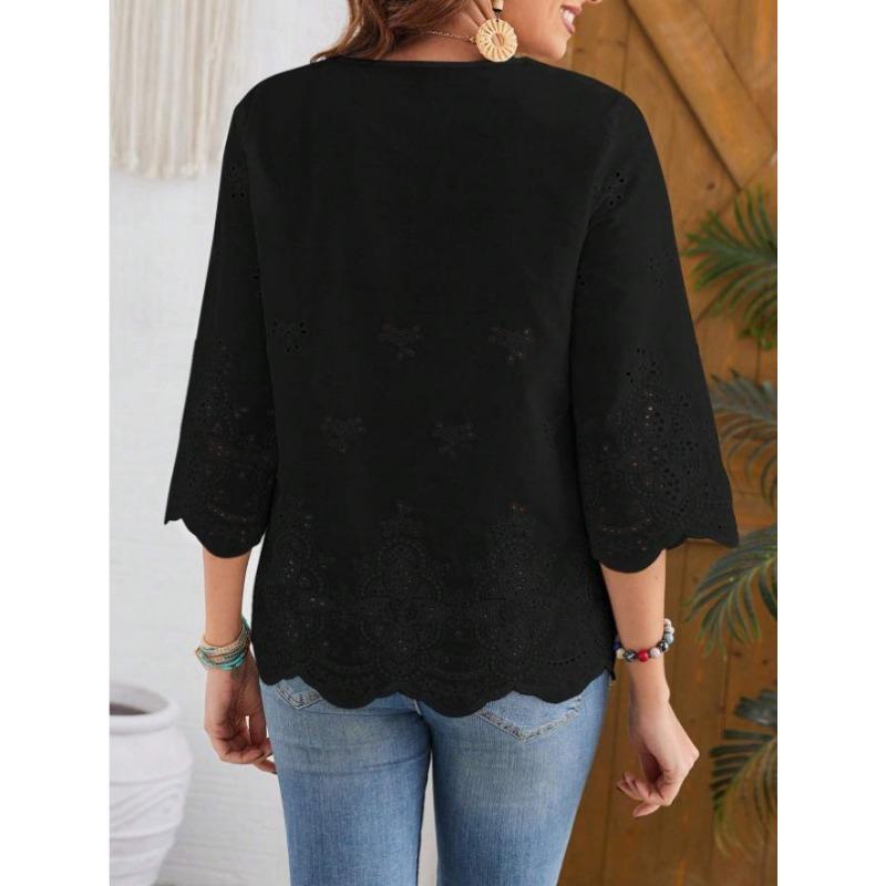 Nouă Bluză Femeiască Largă cu Dantelă Decupată Modă Decolteu în V Primăvară și Vară Cămăși Noi Dulci Doamne Albe Casual Simple Topuri Îmbrăcăminte de Birou