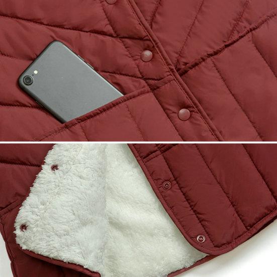 Női mellény kabát párnázott, egyszínű ujjatlan vastag puha karcsú, egysoros kardigán V nyakú szélálló meleg mellény