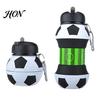 Tragbarer Sportbecher, faltbare Silikon-Ball-Wasserflasche, 550 ml, faltbare Fußballflasche mit hitzebeständigem Becher, Kletterverschluss, auslaufsicher