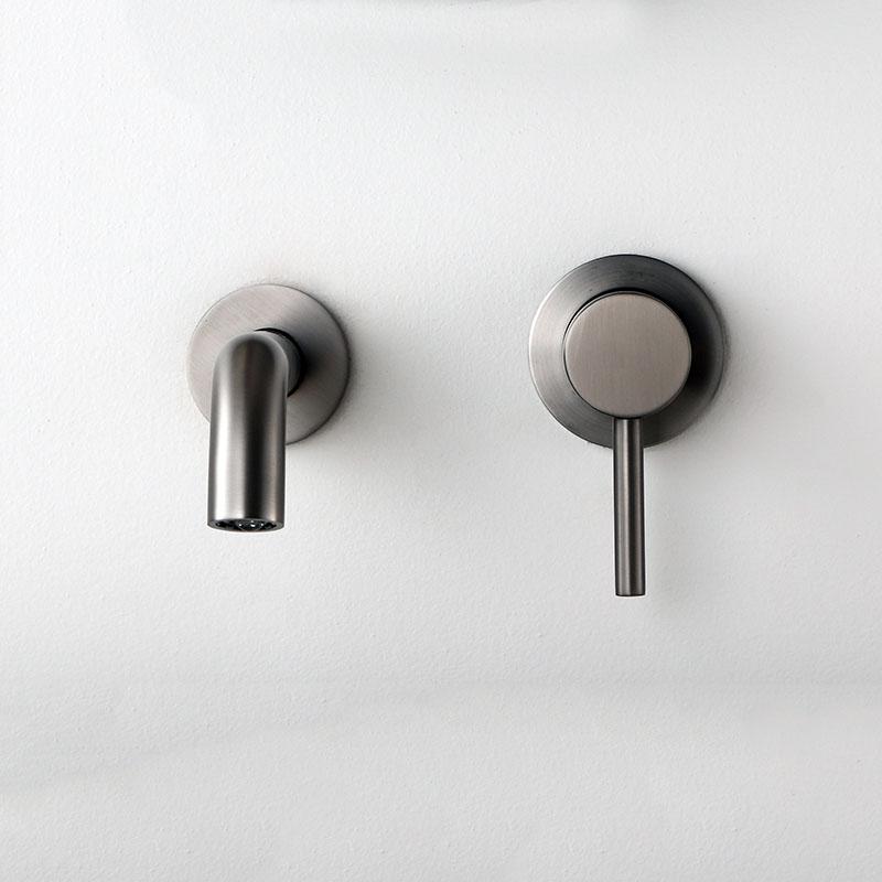 Gun Gray Badezimmer Waschbecken Armatur Messing Wandmontierter Mischer Warm- und Kaltwasser Beckenhahn Einhebel Gebürstetes Gold/Gold/Schwarz/Chrom