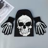 Black and White Skull Gloves and Hats for Men and Women Halloween Party Dress Up Suitable for Outdoor Windproof and Warm Keeping