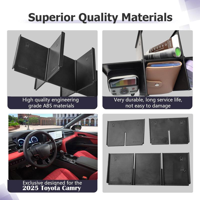 Center Console Dividers Organizer For 2025 Toyota Camry (XSE/XLE/SE/LE) Armrest Storage Car Interior Dividers Tray Accessories