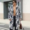 N0189 Mens Faux Fur Camo Long Coat Winter Warm Thick Streetwear Overcoat