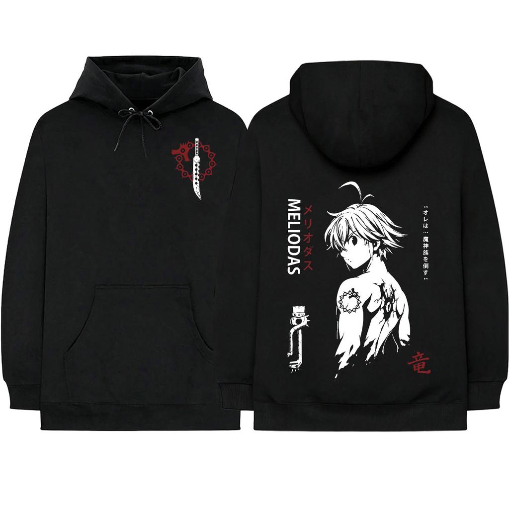 Anime Sedm smrtelných hříchů Meliodas Mikiny Pánské Dámské Oblečení Móda Dlouhý Rukáv Oversized Mikiny s Kapucí Streetwear