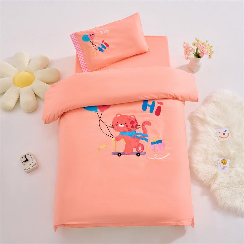 2025 Мультяшный Хлопковый Вышитый Детский Сад 3-Предметный или 6-Предметный Комплект Single Duvet Cover