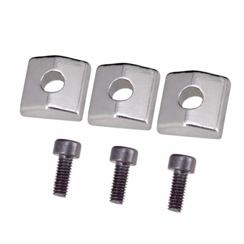 3-Piece Electric Guitar Locking Nut Clamp & Screw Suit Tremolo Bridge Replacement Parts (Silver, Black)