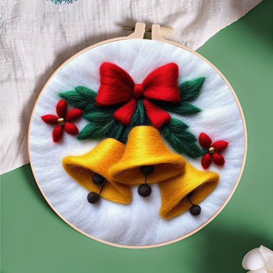 Christmas Needle Felting Kit Holiday Felt Painting Set for Beginners Starter Needle Felting DIY Craft Kit with Pad Needles Wool Decorative Frame