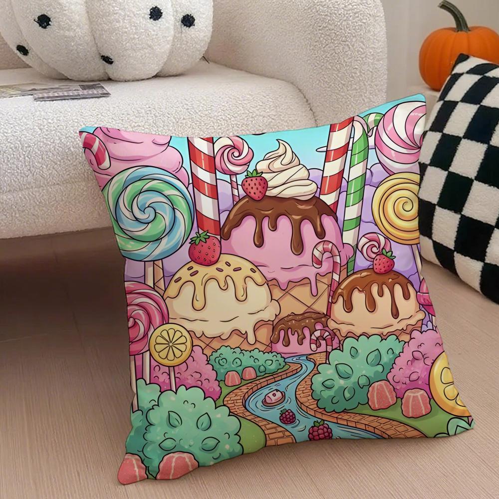 CCandy Cushion Cover Throw Pillow Cover Hidden Button Durable Polyester Chair Cushion