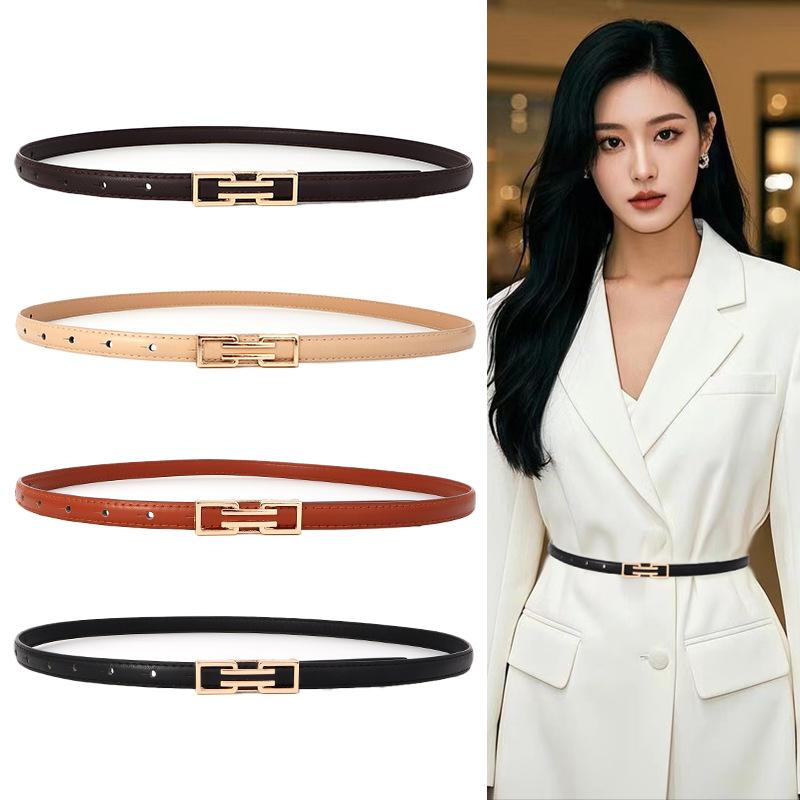 Geometric Symmetrical Metal Buckle Decoration Women Slim Waist Belt Daily