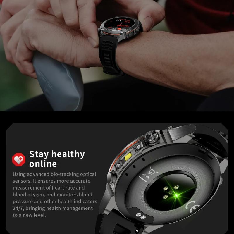 2026 New Men Military Grade Smart Watch GPS 10ATM Waterproof LED Flashlight 730mAh Battery Bluetooth Call Outdoor Sport Fitness Smartwatches