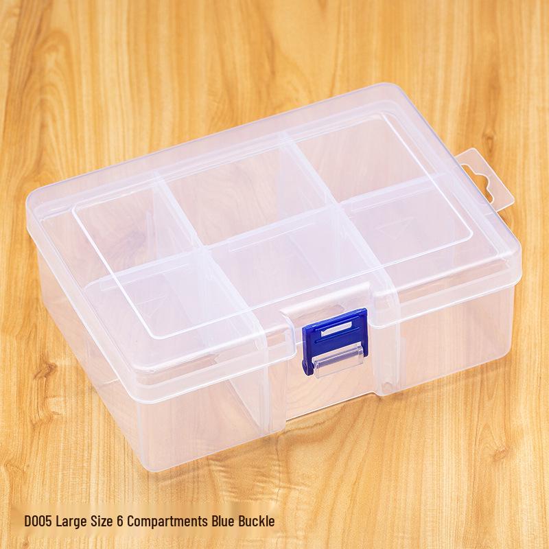 

6-Grid Transparent PP Plastic Jewelry Storage Box