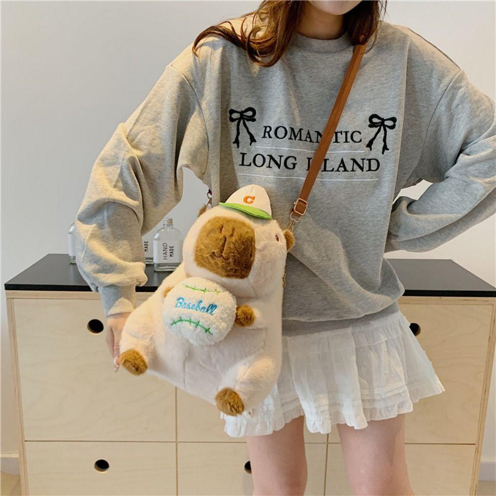 

Большая вместимость школьная сумка Capybara пушистый кавайный рюкзак милый плюшевый рюкзак Capybara для путешествий style2