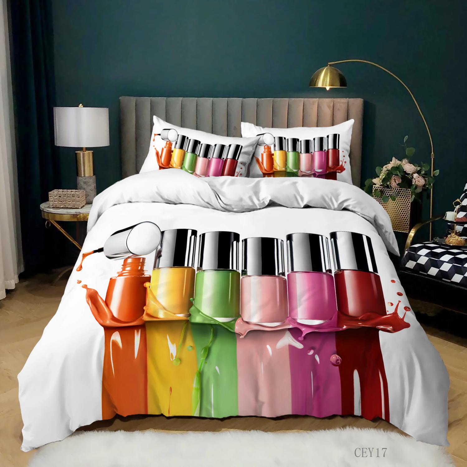 

Cosmetic Bed Cover Kit King Size Size Makeup Theme Sleep Bedding Kit Lipstick Mascara Eye Shadow Modern Gentle Premium Microfiber Comforter Cover EU single(135x200cm)